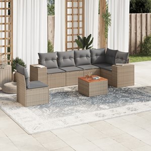 Maison exclusive - salon de jardin avec coussins 7 pcs beige résine tressée