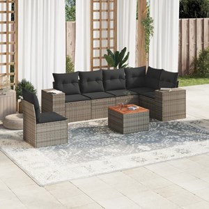 Maison exclusive - salon de jardin avec coussins 7 pcs gris résine tressée