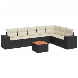 Maison exclusive - salon de jardin 8 pcs avec coussins noir résine tressée