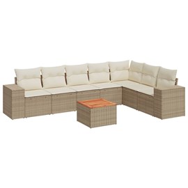 Maison exclusive - salon de jardin avec coussins 8 pcs beige résine tressée