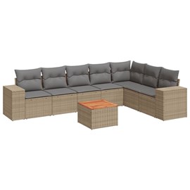 Maison exclusive - salon de jardin avec coussins 8 pcs beige résine tressée