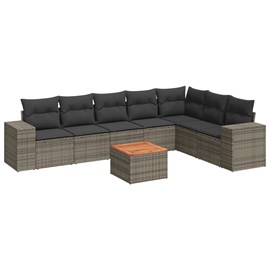 Maison exclusive - salon de jardin 8 pcs avec coussins gris résine tressée