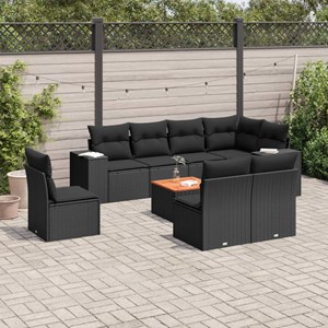 Maison exclusive - salon de jardin 9 pcs avec coussins noir résine tressée