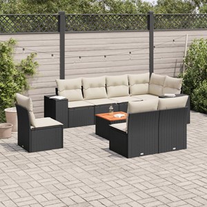 Maison exclusive - salon de jardin 9 pcs avec coussins noir résine tressée
