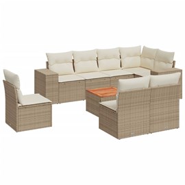 Maison exclusive - salon de jardin avec coussins 9 pcs beige résine tressée