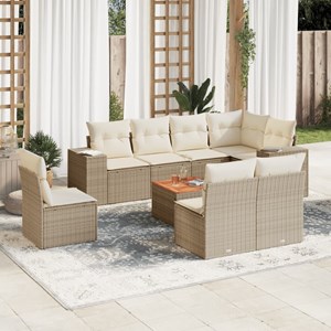 Maison exclusive - salon de jardin avec coussins 9 pcs beige résine tressée