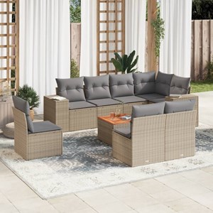 Maison exclusive - salon de jardin avec coussins 9 pcs beige résine tressée