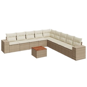 Maison exclusive - salon de jardin avec coussins 10 pcs beige résine tressée