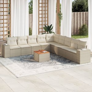 Maison exclusive - salon de jardin avec coussins 10 pcs beige résine tressée