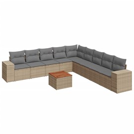 Maison exclusive - salon de jardin avec coussins 10 pcs beige résine tressée