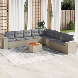 Maison exclusive - salon de jardin avec coussins 10 pcs beige résine tressée