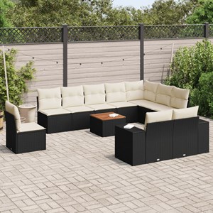 Maison exclusive - salon de jardin 11 pcs avec coussins noir résine tressée