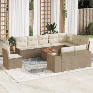 Maison exclusive - salon de jardin 11 pcs avec coussins beige résine tressée