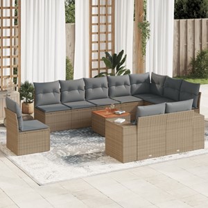 Maison exclusive - salon de jardin 11 pcs avec coussins beige résine tressée