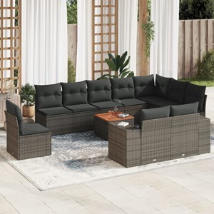 Maison exclusive - salon de jardin 11 pcs avec coussins gris résine tressée