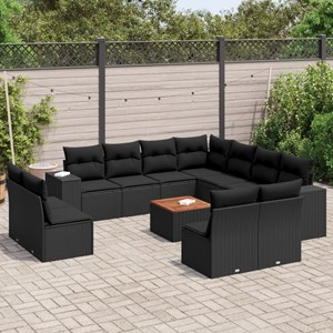 Maison exclusive - salon de jardin 12 pcs avec coussins noir résine tressée