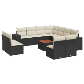 Maison exclusive - salon de jardin 12 pcs avec coussins noir résine tressée