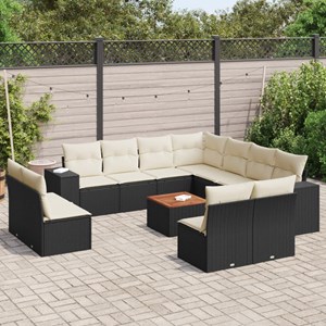 Maison exclusive - salon de jardin 12 pcs avec coussins noir résine tressée