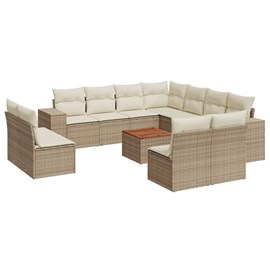 Maison exclusive - salon de jardin avec coussins 12 pcs beige résine tressée