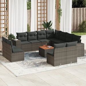 Maison exclusive - salon de jardin avec coussins 12 pcs gris résine tressée