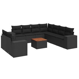 Maison exclusive - salon de jardin 10 pcs avec coussins noir résine tressée