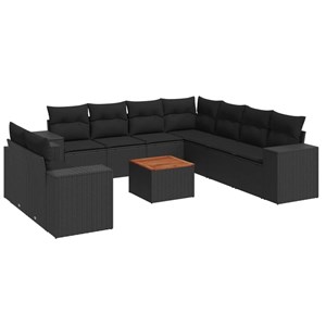 Maison exclusive - salon de jardin 10 pcs avec coussins noir résine tressée