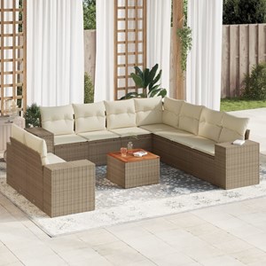 Maison exclusive - salon de jardin avec coussins 10 pcs beige résine tressée