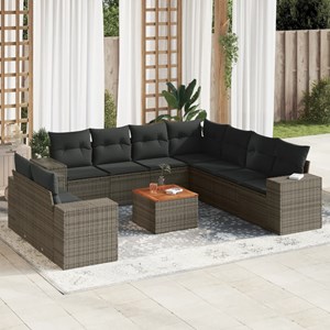 Maison exclusive - salon de jardin avec coussins 10 pcs gris résine tressée