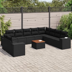 Maison exclusive - salon de jardin 11 pcs avec coussins noir résine tressée