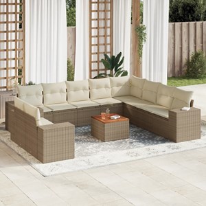 Maison exclusive - salon de jardin 11 pcs avec coussins beige résine tressée