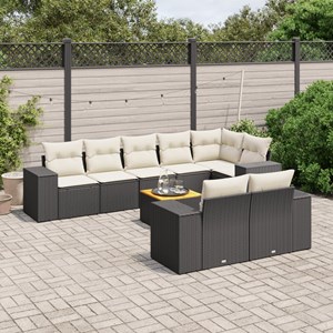 Maison exclusive - salon de jardin 9 pcs avec coussins noir résine tressée