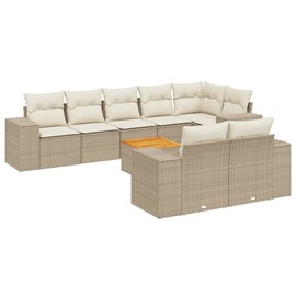 Maison exclusive - salon de jardin avec coussins 9 pcs beige résine tressée