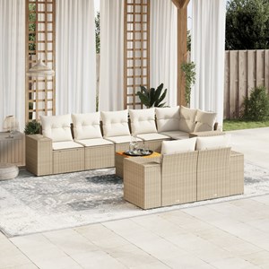Maison exclusive - salon de jardin avec coussins 9 pcs beige résine tressée