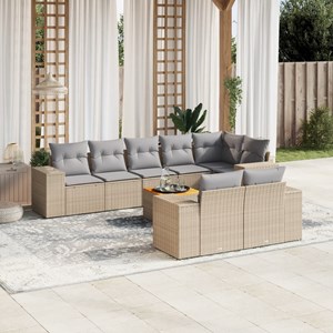 Maison exclusive - salon de jardin avec coussins 9 pcs beige résine tressée