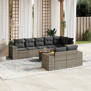 Maison exclusive - salon de jardin 9 pcs avec coussins gris résine tressée