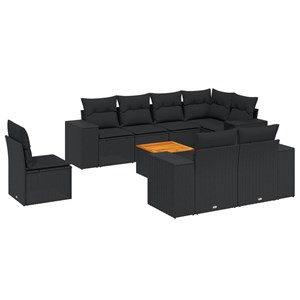 Maison exclusive - salon de jardin 9 pcs avec coussins noir résine tressée