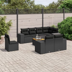 Maison exclusive - salon de jardin 9 pcs avec coussins noir résine tressée