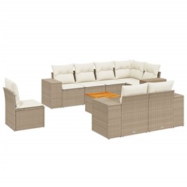 Maison exclusive - salon de jardin avec coussins 9 pcs beige résine tressée