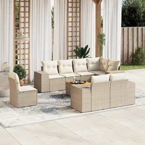 Maison exclusive - salon de jardin avec coussins 9 pcs beige résine tressée