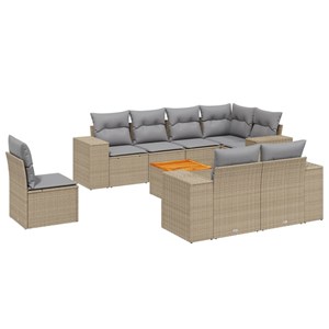 Maison exclusive - salon de jardin avec coussins 9 pcs beige résine tressée