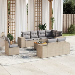 Maison exclusive - salon de jardin avec coussins 9 pcs beige résine tressée