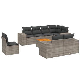 Maison exclusive - salon de jardin 9 pcs avec coussins gris résine tressée