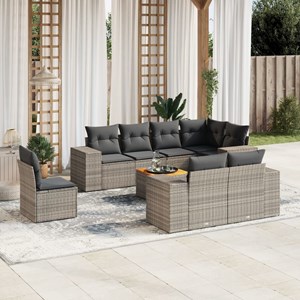 Maison exclusive - salon de jardin 9 pcs avec coussins gris résine tressée