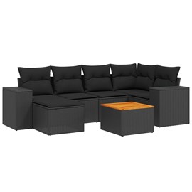 Maison exclusive - salon de jardin 7 pcs avec coussins noir résine tressée