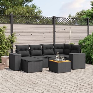 Maison exclusive - salon de jardin 7 pcs avec coussins noir résine tressée