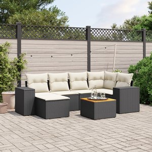 Maison exclusive - salon de jardin 7 pcs avec coussins noir résine tressée