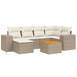 Maison exclusive - salon de jardin avec coussins 7 pcs beige résine tressée