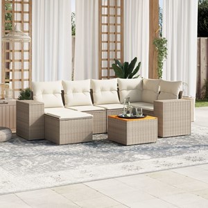 Maison exclusive - salon de jardin avec coussins 7 pcs beige résine tressée