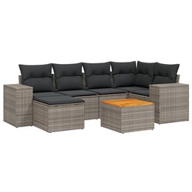 Maison exclusive - salon de jardin avec coussins 7 pcs gris résine tressée