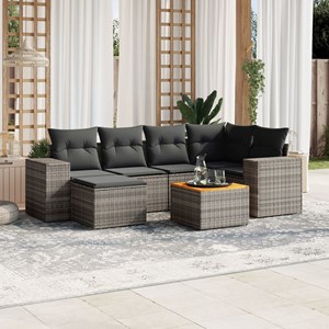 Maison exclusive - salon de jardin avec coussins 7 pcs gris résine tressée